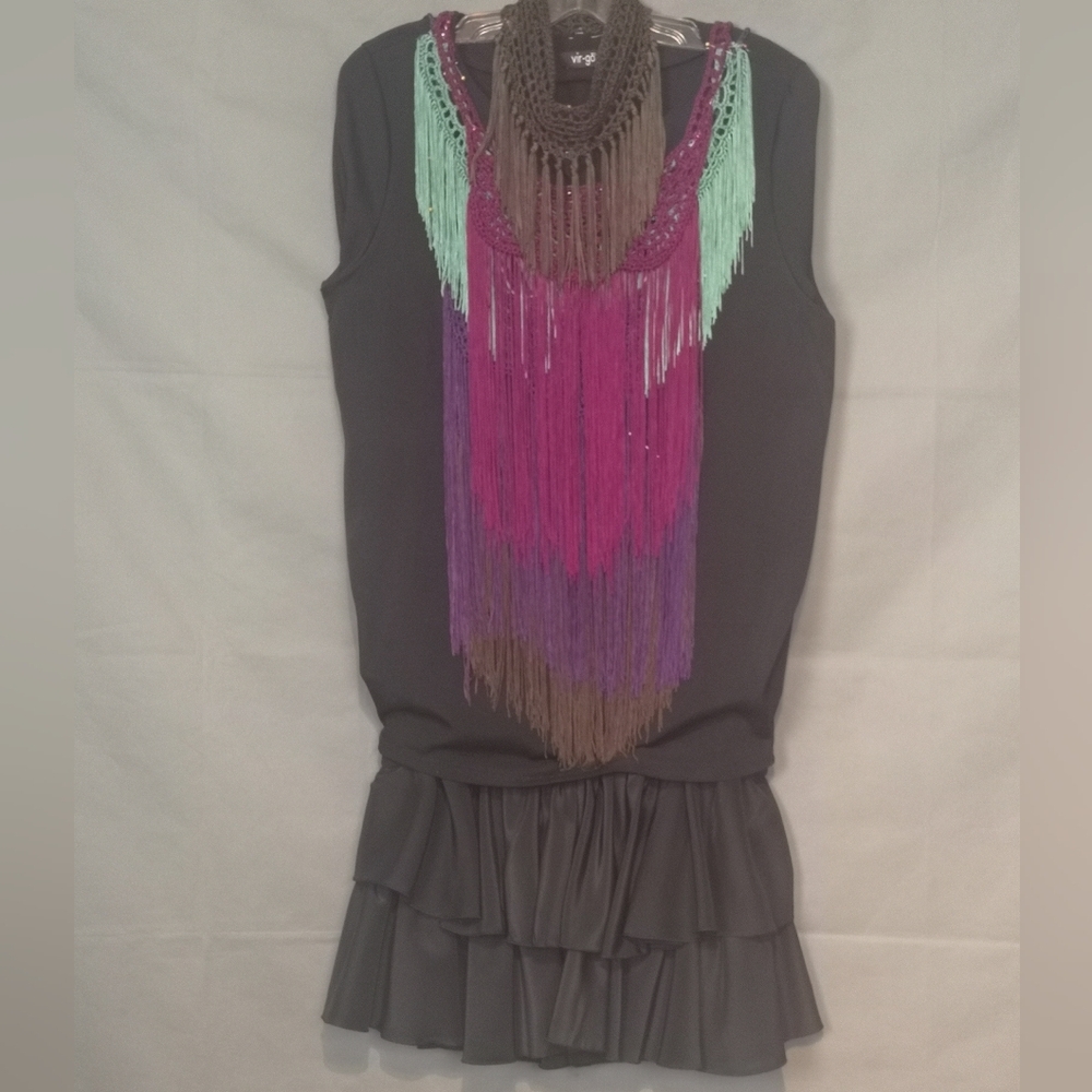 Upcycled Chic Purple and Black Mini Dress